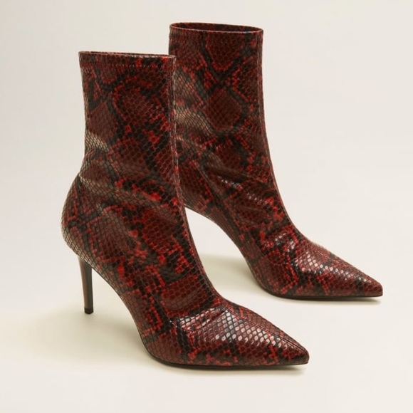 Mango Shoes - Mango Red Faux Snakeskin Sockboots